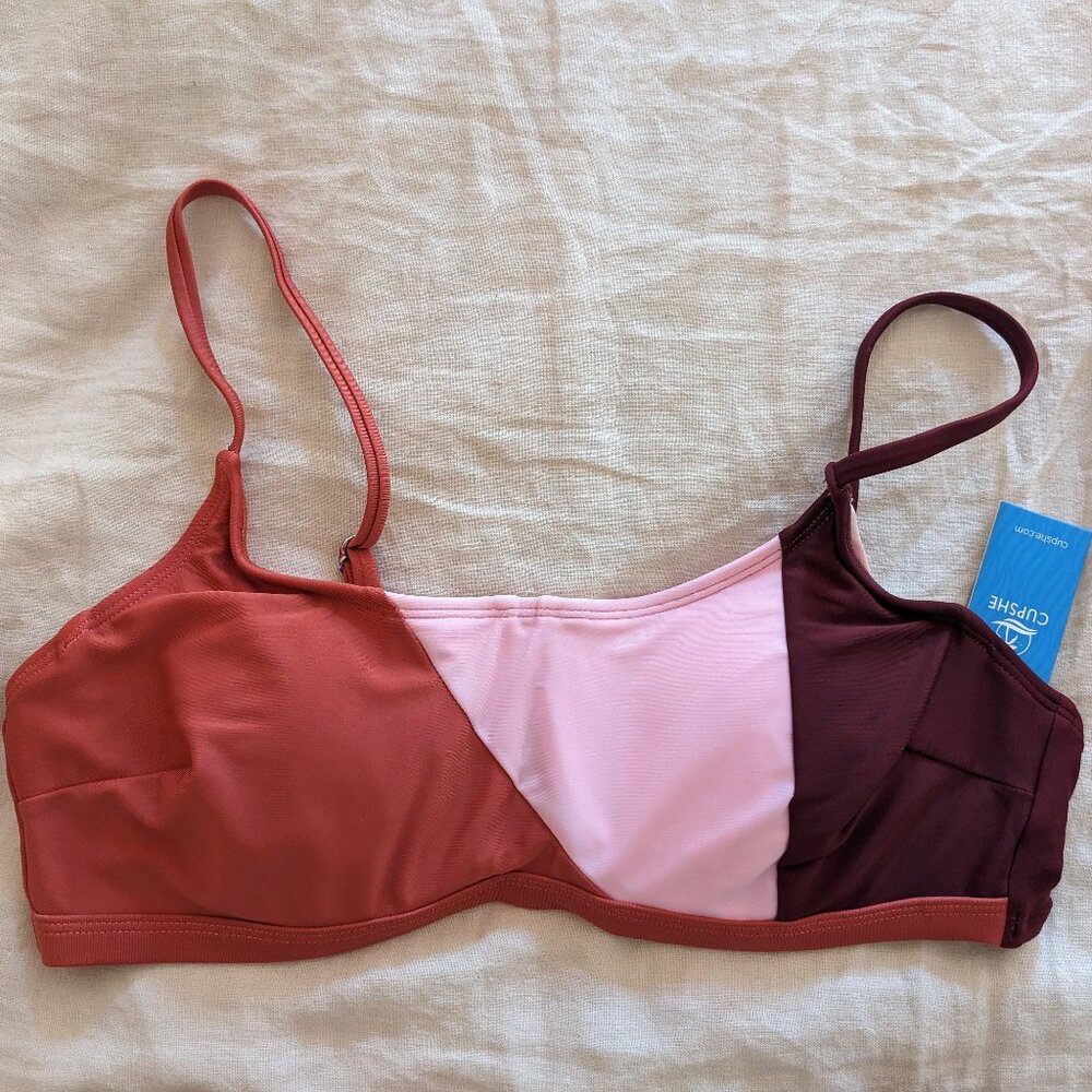NWT Cupshe Colorblock Square Neck Bikini Top & High-Rise Bottoms Set S/M - Picture 4 of 7